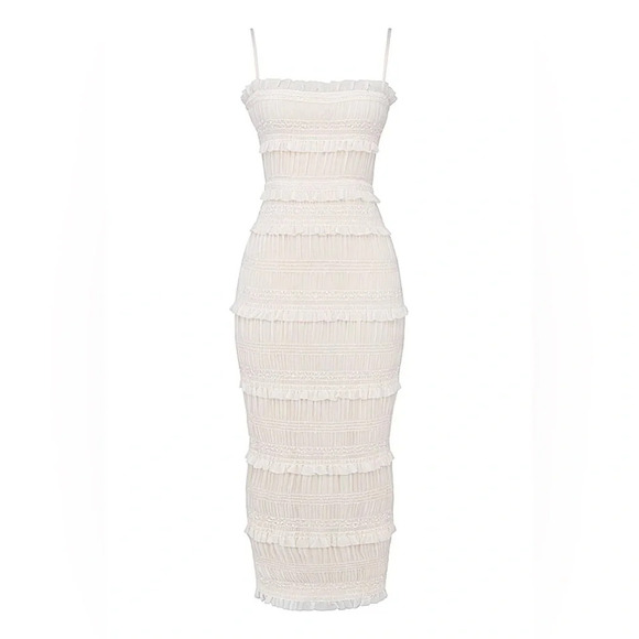 House of CB Solana Ivory Sequin Pleat Maxi Dress - Picture 2 of 16